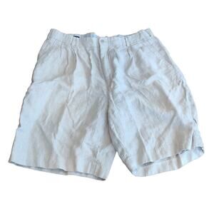 Lands' End Men's Linen Shorts Size 35 Regular Tan Pleated Front.